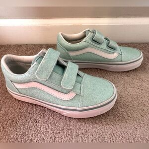 Girls Blue Glitter Vans
